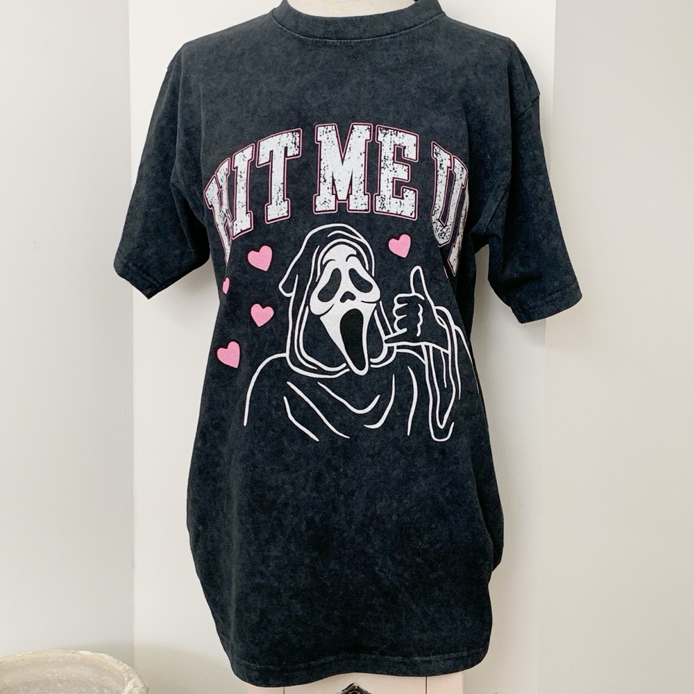NWOT Officially Licensed Ghostface Scream Charcoal Navy Halloween Graphic Tee